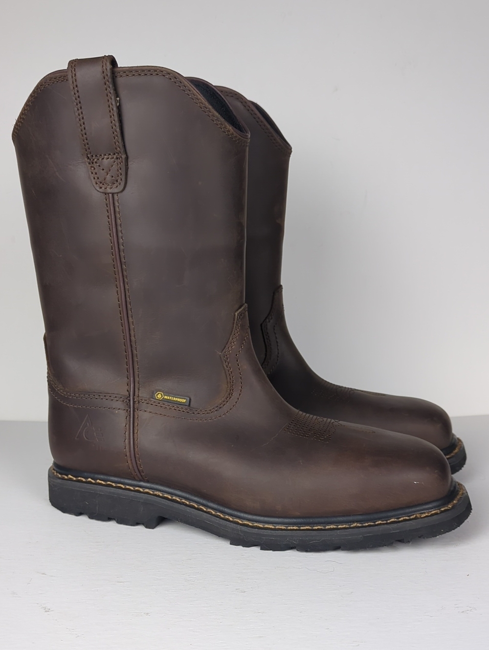 ACE Men's Waggoner Water Proof Brown Leather Pull On Boots